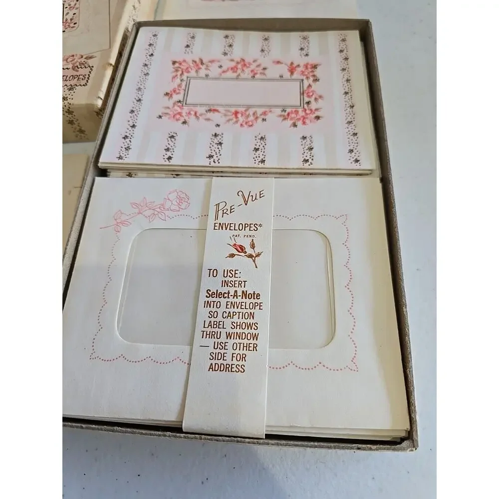 Vintage Ephemera Scrapbook Romantic Love Card Caption Label & Envelopes with Box